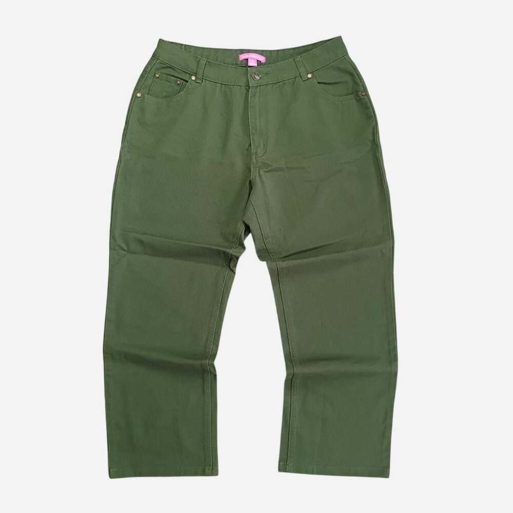 Woman Within Olive Green Straight Leg Jeans